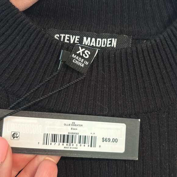 NWT Steve Madden Ollie Cutout Ribbed Crop Sweater - Picture 5 of 8